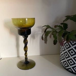 Empoli avocado vintage candle holder